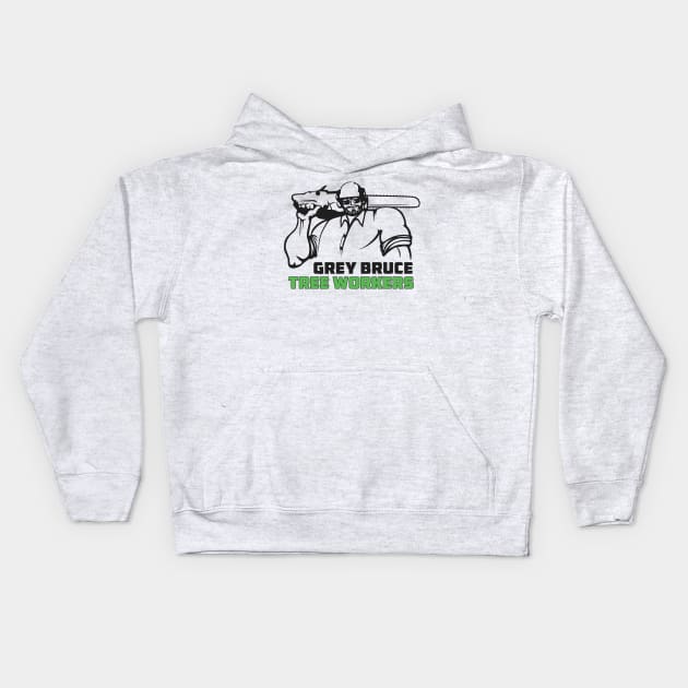 Grey Bruce Tree Workers Kids Hoodie by arboristpride